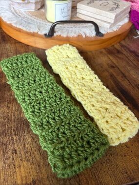 Handmade Crochet Green and Yellow Knit Headbands